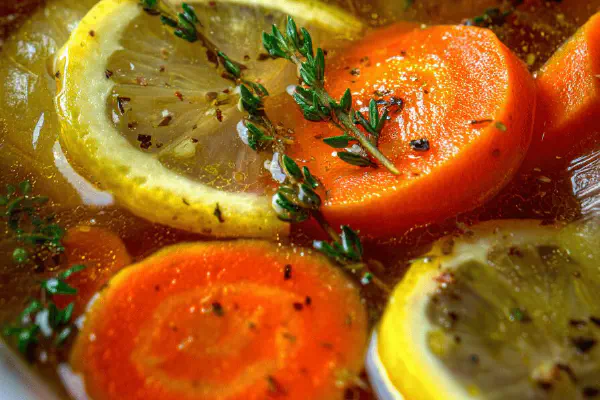 Homemade Chicken Broth with Herbs
