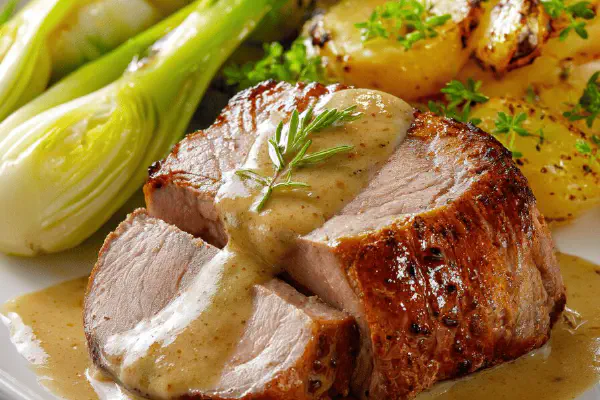 Veal Cutlets with Curry Pears